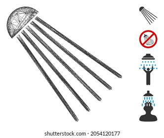 Vector net spray source. Geometric linear carcass 2D net made from spray source icon, designed from crossing lines. Some bonus icons are added.