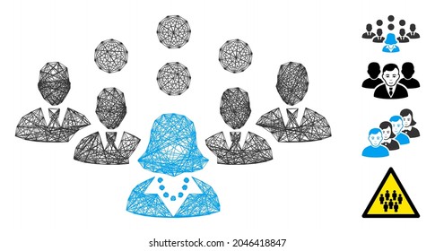 Vector net staff team. Geometric linear carcass 2D net based on staff team icon, designed from intersected lines. Some bonus icons are added.