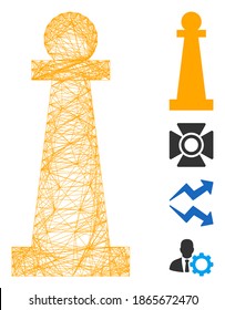 Vector net Stanchion. Geometric wire carcass flat net made from Stanchion icon, designed from intersected lines. Some bonus icons are added.
