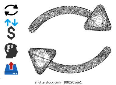 Vector net update. Geometric linear frame 2D net based on update icon, designed with crossing lines. Some bonus icons are added.