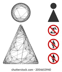 Vector net woman. Geometric wire carcass flat net made from woman icon, designed from intersected lines. Some bonus icons are added.