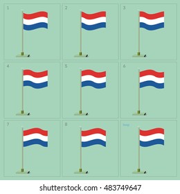 Vector Netherlands country waving flag animation. Sequence frames sheet illustration