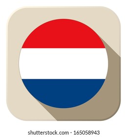 Vector - Netherlands Flag Button Icon Modern