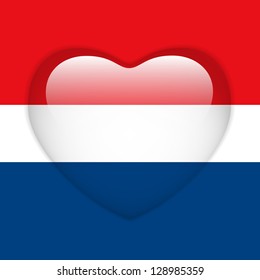 Vector - Netherlands Flag Heart Glossy Button