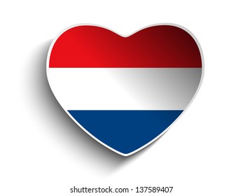 Vector - Netherlands Flag Heart Paper Sticker