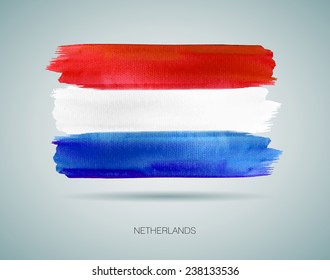 Vektorillustration der niederländischen Flagge. Aquarellstruktur