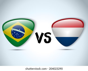 Vector - Netherlands versus Brazil Flag Soccer Game