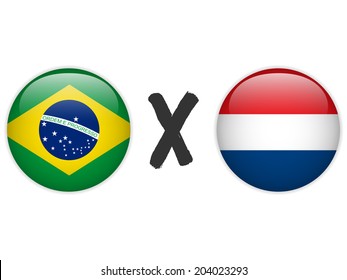 Vector - Netherlands versus Brazil Flag Soccer Game