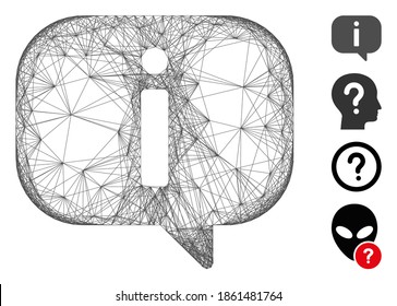 Vektornetzwerk über. Geometrisches Drahtnetz 2D Netzwerk aus etwa Icon, entworfen aus gekreuzten Linien. Es werden einige Bonussymbole hinzugefügt.