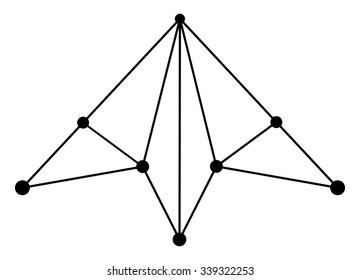 Vector network airplane abstract polygon triangle and dots.