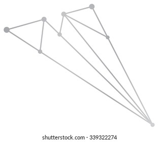 Vector network airplane abstract polygon triangle and dots.