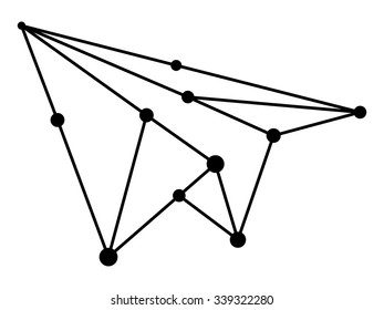 Vector network airplane abstract polygon triangle and dots.