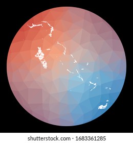 Vector network Bahamas map. Map of the country with low poly background. Rounded Bahamas illustration in technology, internet, network, telecommunication concept style . Appealing vector illustration.