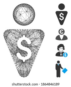 Vektornetzbanker. Geometrisches, lineares Flachnetz, erzeugt mit Bankersymbol, konstruiert mit Schnittlinien. Es werden einige Bonussymbole hinzugefügt.