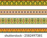 Vector network of color seamless classic byzantine ornament. Endless border, Ansient Greke, Estern Roman Empire frame. Decoration of the Russian Orthodox Church
