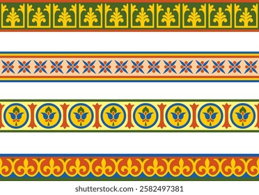 Vector network of color seamless classic byzantine ornament. Endless border, Ansient Greke, Estern Roman Empire frame. Decoration of the Russian Orthodox Church
