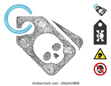 Vector network death skull tags. Geometric hatched carcass flat network made from death skull tags icon, designed from intersected lines. Some bonus icons are added.