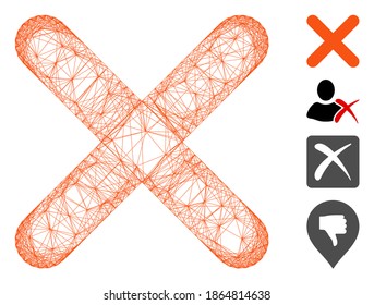 Löschen des Vektornetzwerks. 2D-Netz für geometrisches Draht, hergestellt aus Löschsymbol, entworfen aus Kreuzlinien. Es werden einige Bonussymbole hinzugefügt.