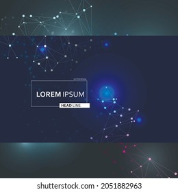 Vector network design digital element. Geometric graphic illustration background. Connect lines and dots