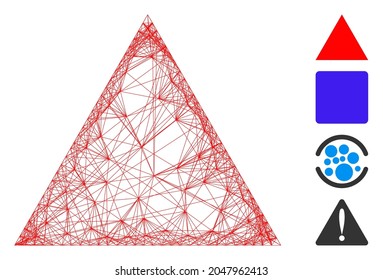 Vector network filled triangle. Geometric wire frame flat network made from filled triangle icon, designed from intersected lines. Some similar icons are added.