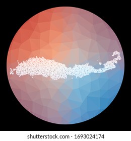 Vector network Flores map. Map of the island with low poly background. Rounded Flores illustration in technology, internet, network, telecommunication concept style. Neat vector illustration.
