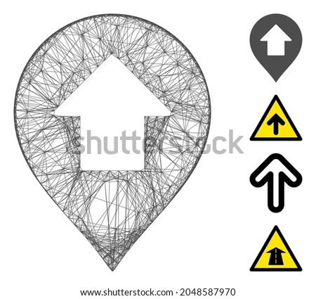 Vector network forward up arrow marker. Geometric linear frame 2D network generated with forward up arrow marker icon, designed with crossed lines. Some bonus icons are added.