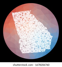 Vector network Georgia map. Map of the US state with low poly background. Rounded Georgia illustration in technology, internet, network, telecommunication concept style. Classy vector illustration.