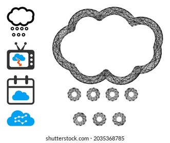 Vector network hail weather. Geometric wire frame 2D network made from hail weather icon, designed from crossing lines. Some bonus icons are added.