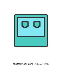 Vector network input flat color line icon.