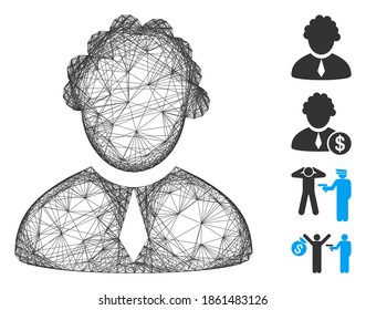 Vector network judge profession. Geometric linear carcass flat network made from judge profession icon, designed from intersected lines. Some bonus icons are added.