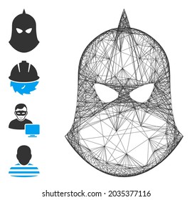 Vektor-Netzwerk Ritterhelm. Geometrisches Flachnetz aus Ritterhelm-Symbol, konstruiert aus Schnittlinien. Es werden einige Bonussymbole hinzugefügt.