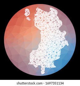 Vector network Ko Tao map. Map of the island with low poly background. Rounded Ko Tao illustration in technology, internet, network, telecommunication concept style. Modern vector illustration.