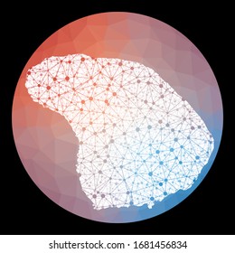 Vector network Lanai map. Map of the island with low poly background. Rounded Lanai illustration in technology, internet, network, telecommunication concept style . Stylish vector illustration.