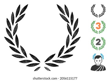 Vector network laurel wreath. Geometric linear frame 2D network generated with laurel wreath icon, designed with intersected lines. Some bonus icons are added.