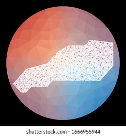 Vector network Little Stirrup Cay map. Map of the island with low poly background. Rounded Little Stirrup Cay illustration in technology, internet, network, telecommunication concept style.