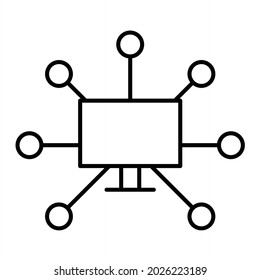 Diseño de iconos de esquema de red de vector
