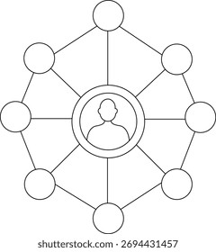 Vector network of people connected together isolated on white background