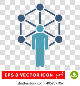 Vector Network Person EPS vector icon. Illustration style is flat iconic bicolor cyan and blue symbol on a transparent background.
