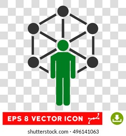 Vector Network Person EPS vector icon. Illustration style is flat iconic bicolor green and gray symbol on a transparent background.