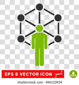 Vector Network Person EPS vector pictogram. Illustration style is flat iconic bicolor eco green and gray symbol on a transparent background.