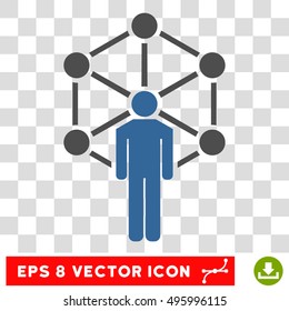 Vector Network Person EPS vector pictograph. Illustration style is flat iconic bicolor cobalt and gray symbol on a transparent background.