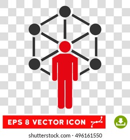 Vector Network Person EPS vector pictograph. Illustration style is flat iconic bicolor intensive red and gray symbol on a transparent background.