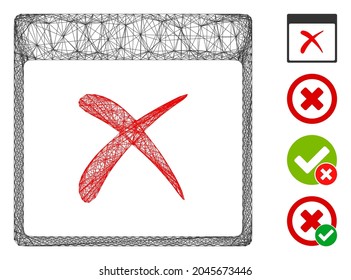 Vector network reject calendar page. Geometric linear frame flat network made from reject calendar page icon, designed from crossing lines. Some bonus icons are added.