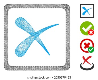 Vector network reject. Geometric hatched frame flat network made from reject icon, designed from intersected lines. Some bonus icons are added.