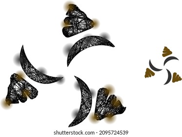Icono de ventilador de mierda de red vectora con puntos. Red plana de estructura geométrica de alambre basada en un icono de ventilador de mierda, generado con líneas de cruce, con manchas redondas.
