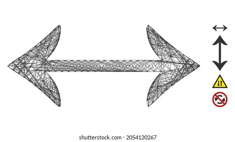 Vector network swap horizontally. Geometric hatched carcass 2D network generated with swap horizontally icon, designed with crossed lines. Some bonus icons are added.