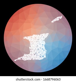 Vector network Trinidad and Tobago map. Map of the country with low poly background. Rounded Trinidad and Tobago illustration in technology, internet, network, telecommunication concept style.