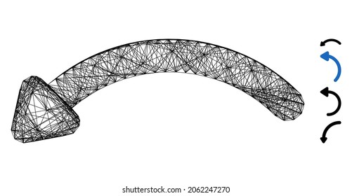 Vector network undo. Geometric wire frame 2D network made from undo icon, designed from intersected lines. Some bonus icons are added.