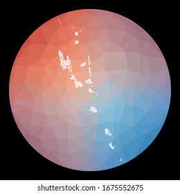 Red de vectores mapa de Vanuatu. Mapa del país con antecedentes de polos bajos. Ilustración de Vanuatu en tecnología, internet, red, estilo de concepto de telecomunicaciones. Ilustración vector vibrante.