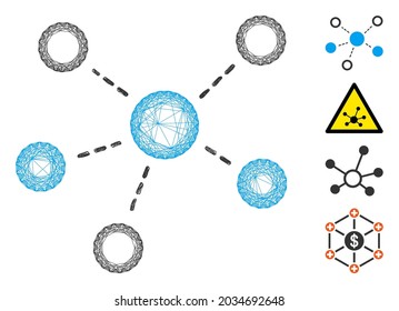 Vector network virtual links. Geometric linear frame flat network made from virtual links icon, designed from intersected lines. Some bonus icons are added.